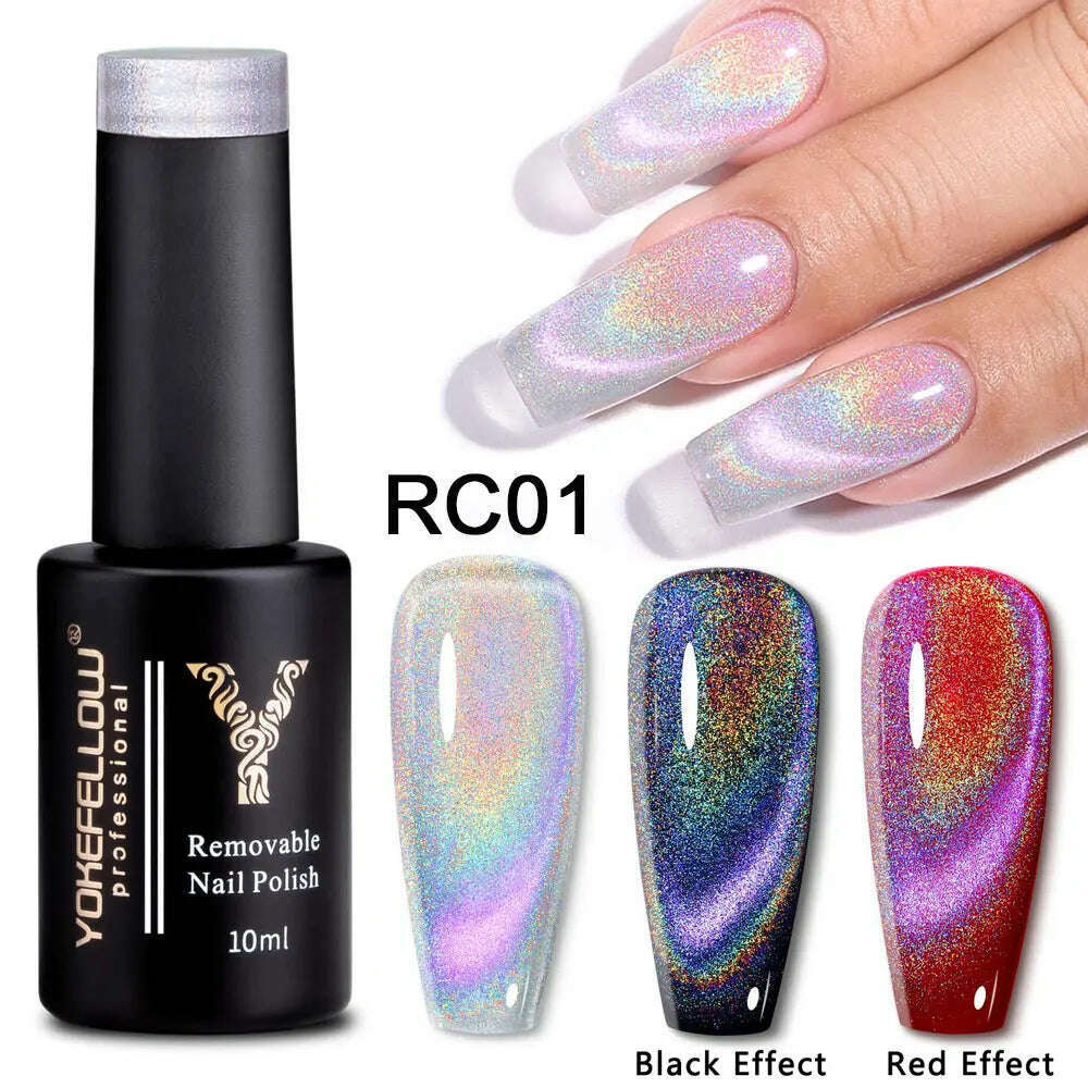 YOKEFELLOW 10ml 9D Cat Magnetic Gel Polish Semi Permanent Soak Off  Rainbow Glitter Nail Gel Polish UV Gel Varnish For Manicure