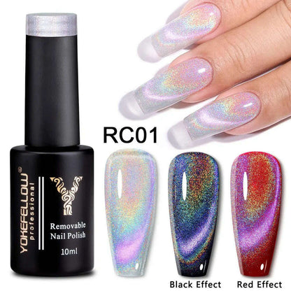 YOKEFELLOW 10ml 9D Cat Magnetic Gel Polish Semi Permanent Soak Off  Rainbow Glitter Nail Gel Polish UV Gel Varnish For Manicure