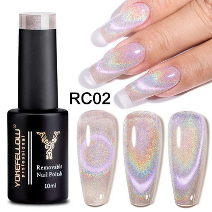 YOKEFELLOW 10ml 9D Cat Magnetic Gel Polish Semi Permanent Soak Off  Rainbow Glitter Nail Gel Polish UV Gel Varnish For Manicure