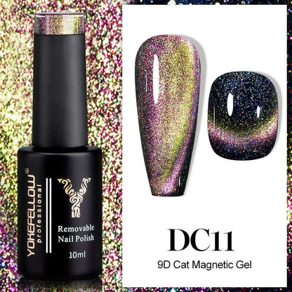 YOKEFELLOW 10ml 9D Cat Magnetic Gel Polish Semi Permanent Soak Off  Rainbow Glitter Nail Gel Polish UV Gel Varnish For Manicure
