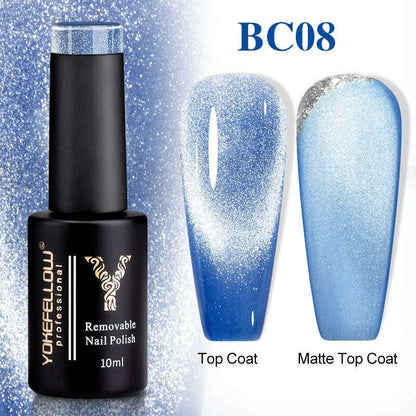 YOKEFELLOW 10ml 9D Cat Magnetic Gel Polish Semi Permanent Soak Off  Rainbow Glitter Nail Gel Polish UV Gel Varnish For Manicure