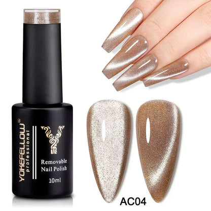 YOKEFELLOW 10ml 9D Cat Magnetic Gel Polish Semi Permanent Soak Off  Rainbow Glitter Nail Gel Polish UV Gel Varnish For Manicure