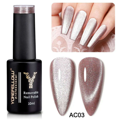 YOKEFELLOW 10ml 9D Cat Magnetic Gel Polish Semi Permanent Soak Off  Rainbow Glitter Nail Gel Polish UV Gel Varnish For Manicure