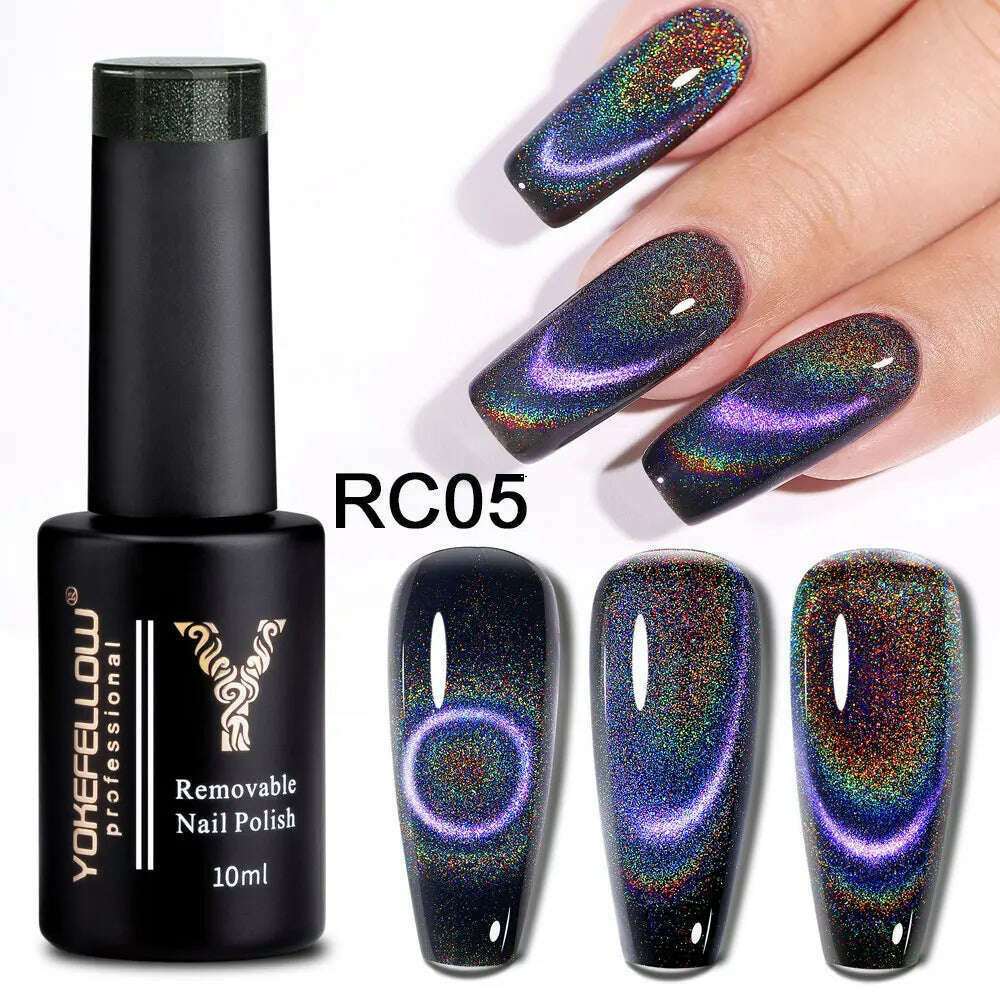 YOKEFELLOW 10ml 9D Cat Magnetic Gel Polish Semi Permanent Soak Off  Rainbow Glitter Nail Gel Polish UV Gel Varnish For Manicure