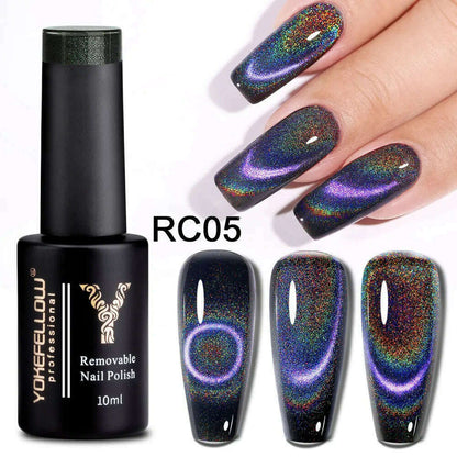 YOKEFELLOW 10ml 9D Cat Magnetic Gel Polish Semi Permanent Soak Off  Rainbow Glitter Nail Gel Polish UV Gel Varnish For Manicure