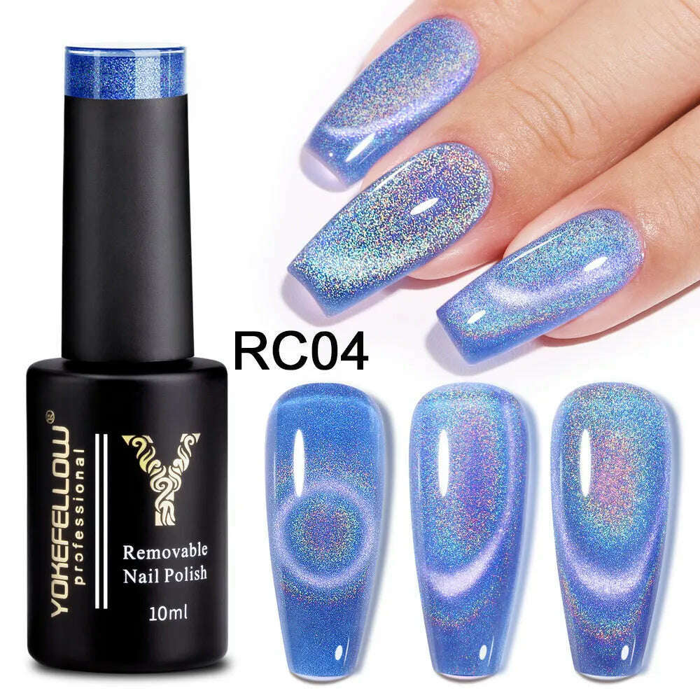 YOKEFELLOW 10ml 9D Cat Magnetic Gel Polish Semi Permanent Soak Off  Rainbow Glitter Nail Gel Polish UV Gel Varnish For Manicure