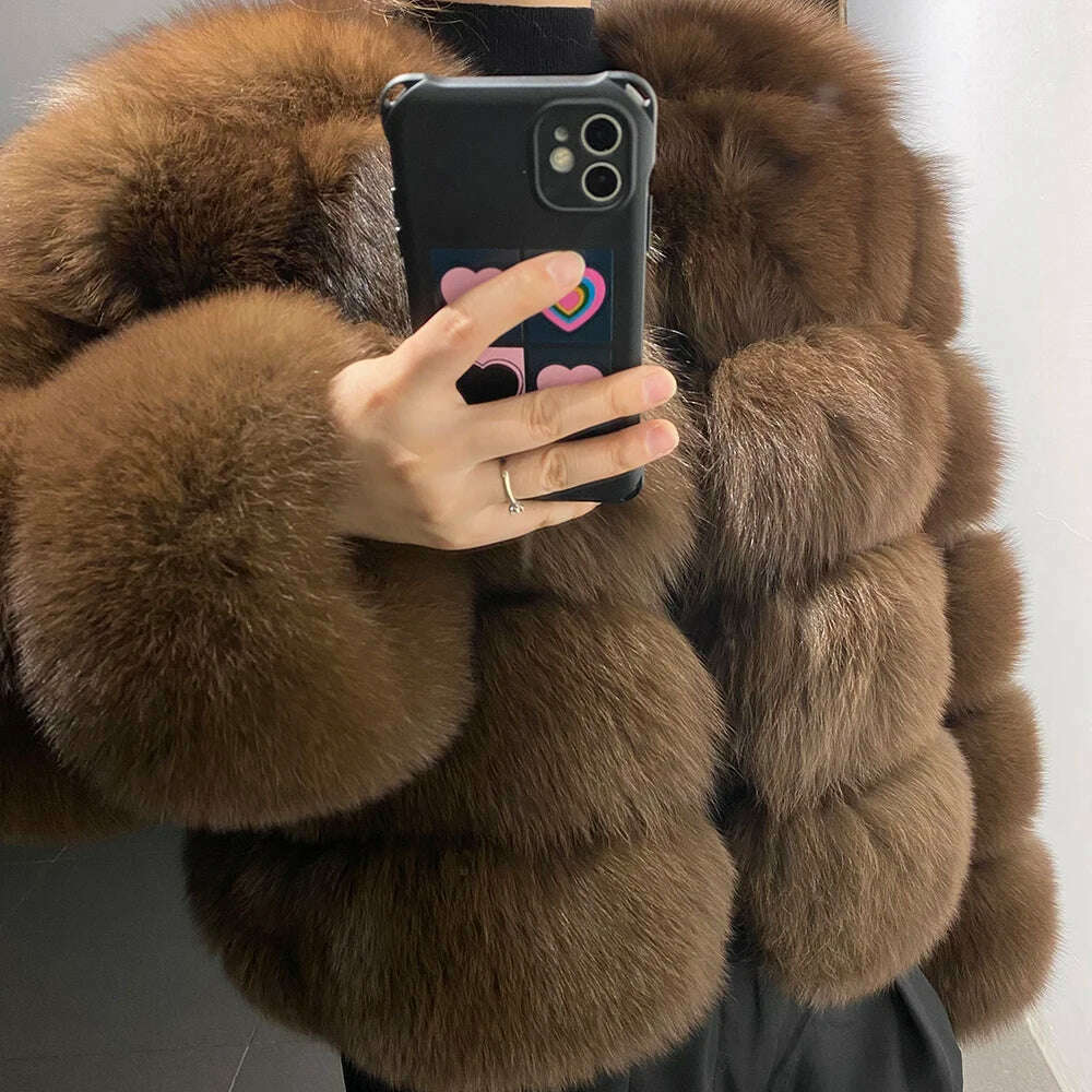 YOLOAgain Real Fox Fur Jacket Women 2024 Winter Outerwear Fox Fur Coat