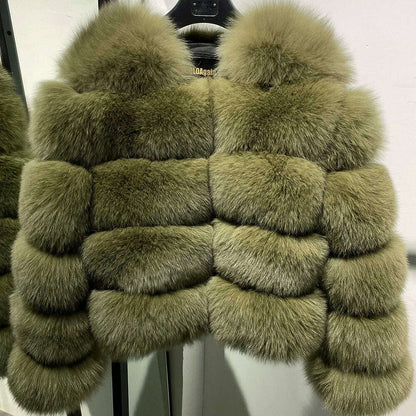 YOLOAgain Real Fox Fur Jacket Women 2024 Winter Outerwear Fox Fur Coat