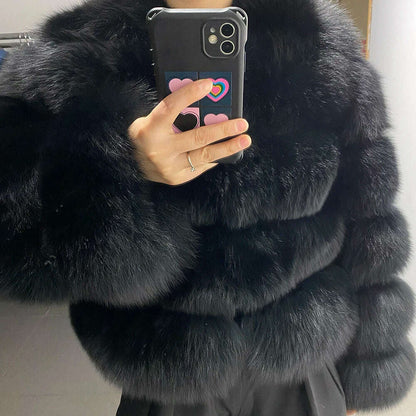 YOLOAgain Real Fox Fur Jacket Women 2024 Winter Outerwear Fox Fur Coat
