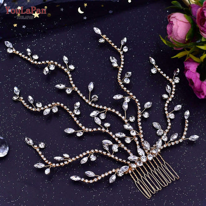 YouLaPan Alloy Flower Bridal Hair Accessories Wedding Hair Clips Rhinestone Side Hairpin Women Crystal Wedding Headdress HP254