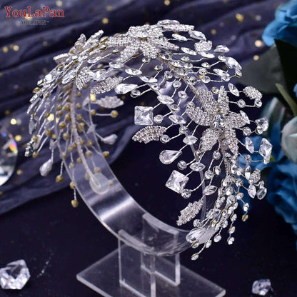 YouLaPan Alloy Flower Bridal Hair Accessories Wedding Hair Clips Rhinestone Side Hairpin Women Crystal Wedding Headdress HP254