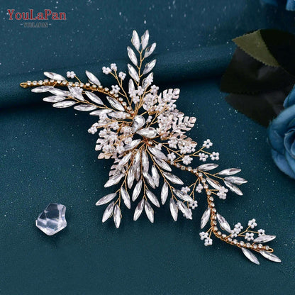 YouLaPan Alloy Flower Bridal Hair Accessories Wedding Hair Clips Rhinestone Side Hairpin Women Crystal Wedding Headdress HP254