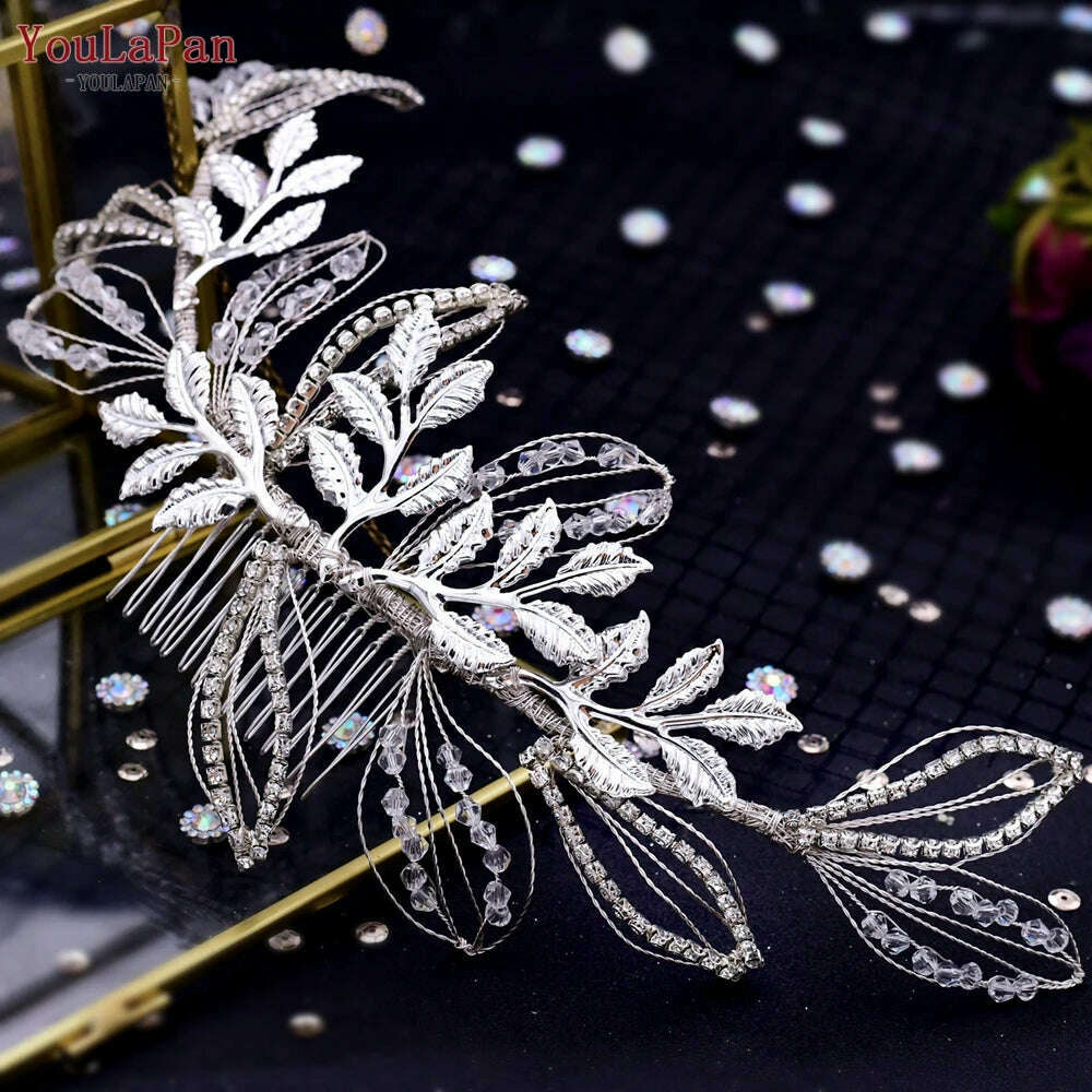 YouLaPan Alloy Flower Bridal Hair Accessories Wedding Hair Clips Rhinestone Side Hairpin Women Crystal Wedding Headdress HP254