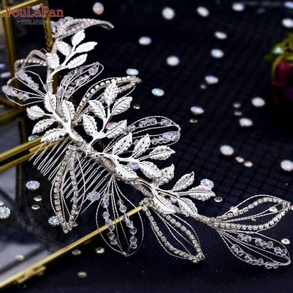 YouLaPan Alloy Flower Bridal Hair Accessories Wedding Hair Clips Rhinestone Side Hairpin Women Crystal Wedding Headdress HP254