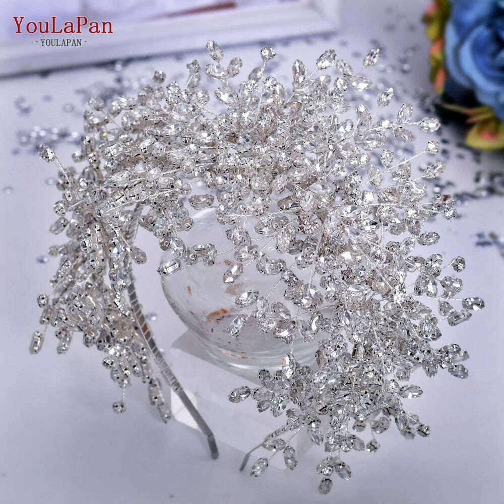 YouLaPan Bride Exquisite Headband Tiara Full Rhinestone Bridesmaid Hair Band Women Fashion Headwear Wedding Accessories HP385