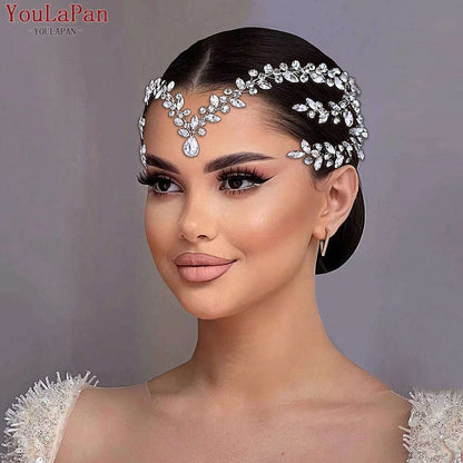YouLaPan Bride Forehead Headband Sparkling Rhinestone Headpieces For Wedding Women Prom Party Head Jewelry Accessories HP599