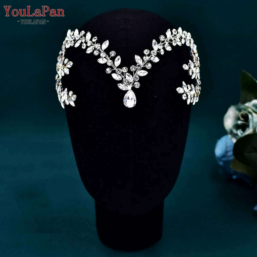 YouLaPan Bride Forehead Headband Sparkling Rhinestone Headpieces For Wedding Women Prom Party Head Jewelry Accessories HP599