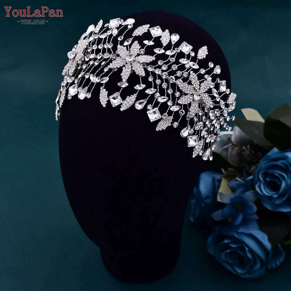 YouLaPan Flower Headband for Bridal Wedding Headpiece Jewelry Hair Accessories Woman Tiara Bride Headdress for Party HP395