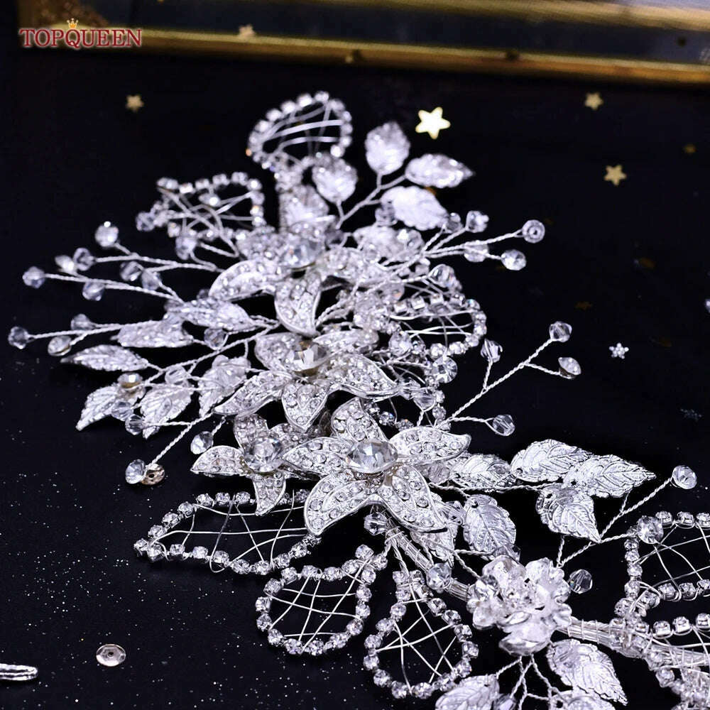 YouLaPan HP282 Wedding Headband Alloy Flower Leaf Hair Tiara Rhinestone Headpiece Bridal Headwear Hair Accessories Head Jewelry