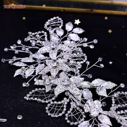 YouLaPan HP282 Wedding Headband Alloy Flower Leaf Hair Tiara Rhinestone Headpiece Bridal Headwear Hair Accessories Head Jewelry