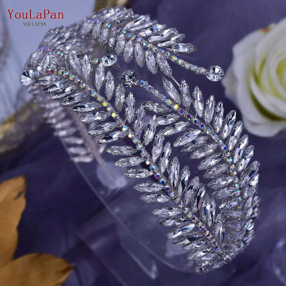 YouLaPan HP419 Rhinestone Bridal Headband Woman Headpiece Wedding Hair Accessories Bride Hair Tiara and Crown Crystal Headdress