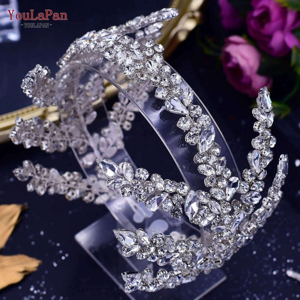 YouLaPan Luxury Rhinestone Bride Headband Woman Headpiece Wedding Hair Accessories Pageant Headdresse Wedding Tiara HP425