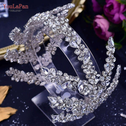 YouLaPan Luxury Rhinestone Bride Headband Woman Headpiece Wedding Hair Accessories Pageant Headdresse Wedding Tiara HP425