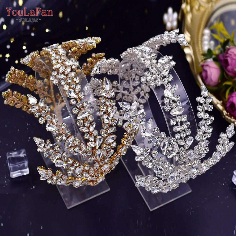 YouLaPan Luxury Rhinestone Bride Headband Woman Headpiece Wedding Hair Accessories Pageant Headdresse Wedding Tiara HP425