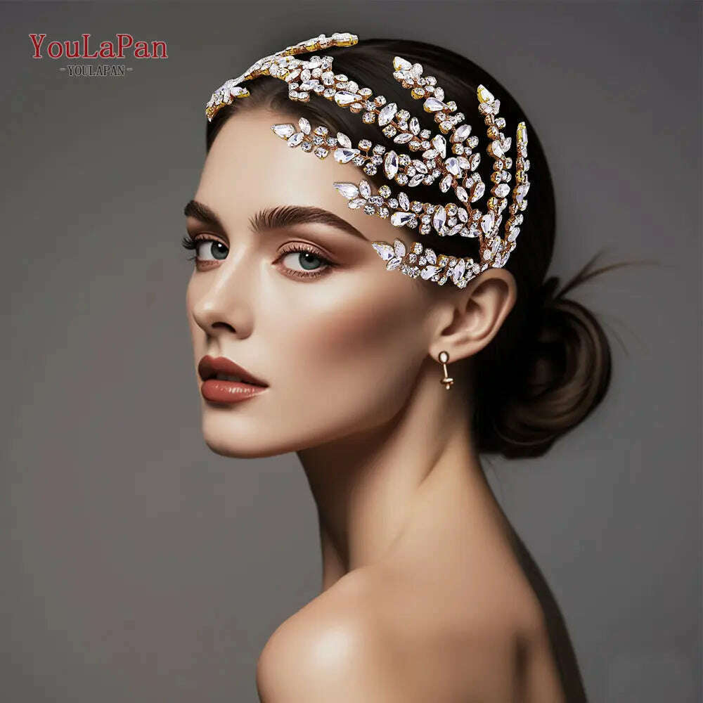 YouLaPan Luxury Rhinestone Bride Headband Woman Headpiece Wedding Hair Accessories Pageant Headdresse Wedding Tiara HP425
