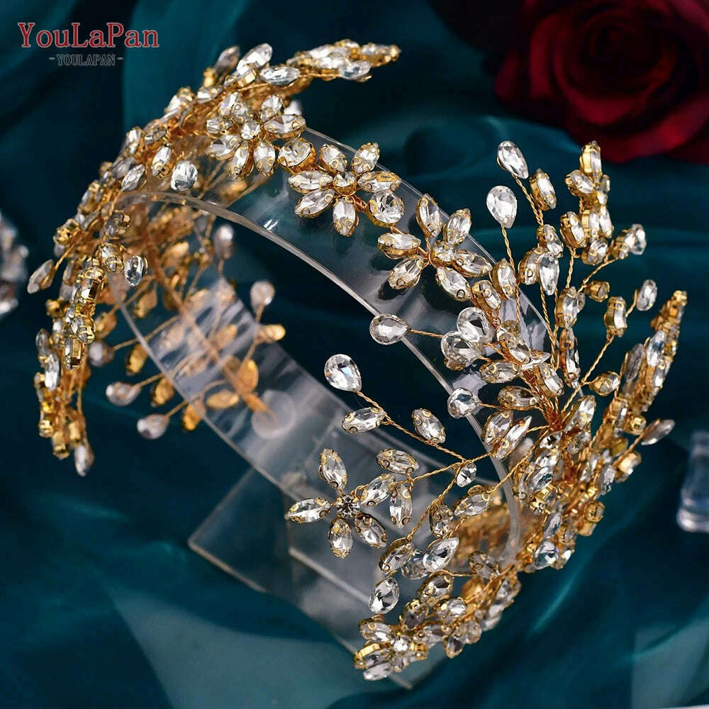 YouLaPan Luxury Rhinestone Bride Headband Woman Headpiece Wedding Hair Accessories Pageant Headdresse Wedding Tiara HP425