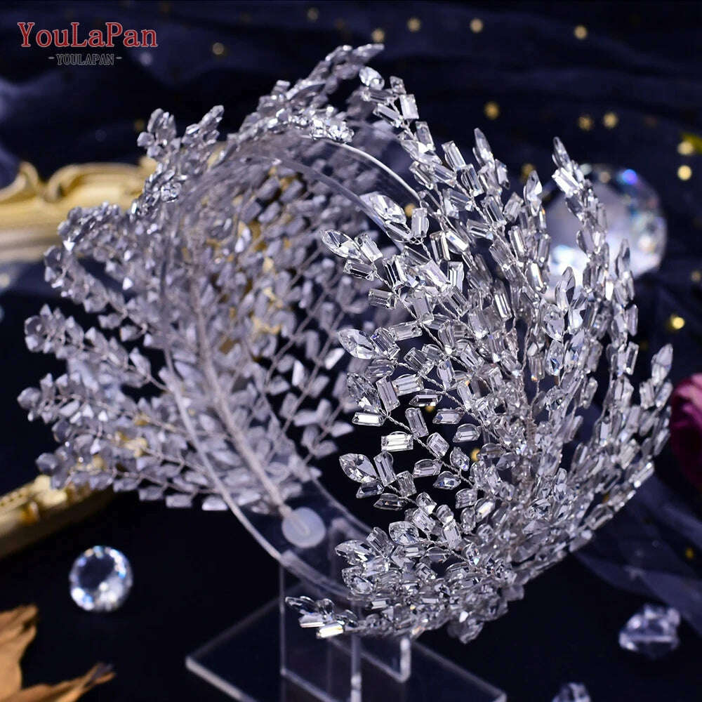 YouLaPan Luxury Rhinestone Bride Headband Woman Headpiece Wedding Hair Accessories Pageant Headdresse Wedding Tiara HP425
