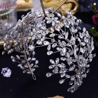 YouLaPan Luxury Rhinestone Bride Headband Woman Headpiece Wedding Hair Accessories Pageant Headdresse Wedding Tiara HP425