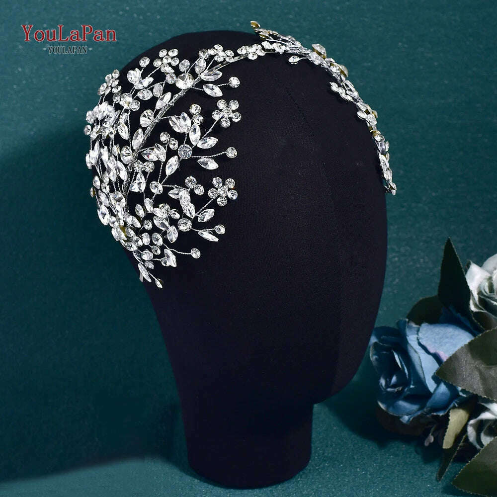 YouLaPan Luxury Rhinestone Bride Headband Woman Headpiece Wedding Hair Accessories Pageant Headdresse Wedding Tiara HP425