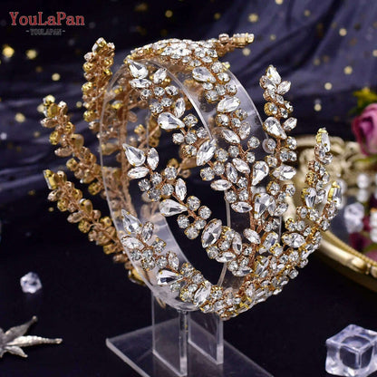 YouLaPan Luxury Rhinestone Bride Headband Woman Headpiece Wedding Hair Accessories Pageant Headdresse Wedding Tiara HP425