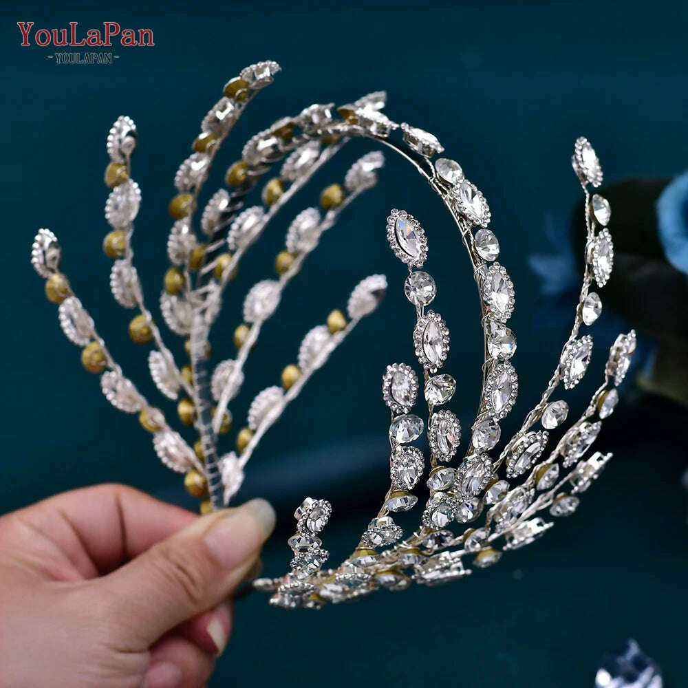 YouLaPan Luxury Rhinestone Bride Headband Woman Headpiece Wedding Hair Accessories Pageant Headdresse Wedding Tiara HP425