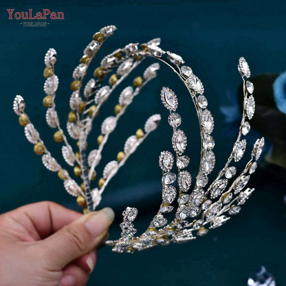 YouLaPan Luxury Rhinestone Bride Headband Woman Headpiece Wedding Hair Accessories Pageant Headdresse Wedding Tiara HP425
