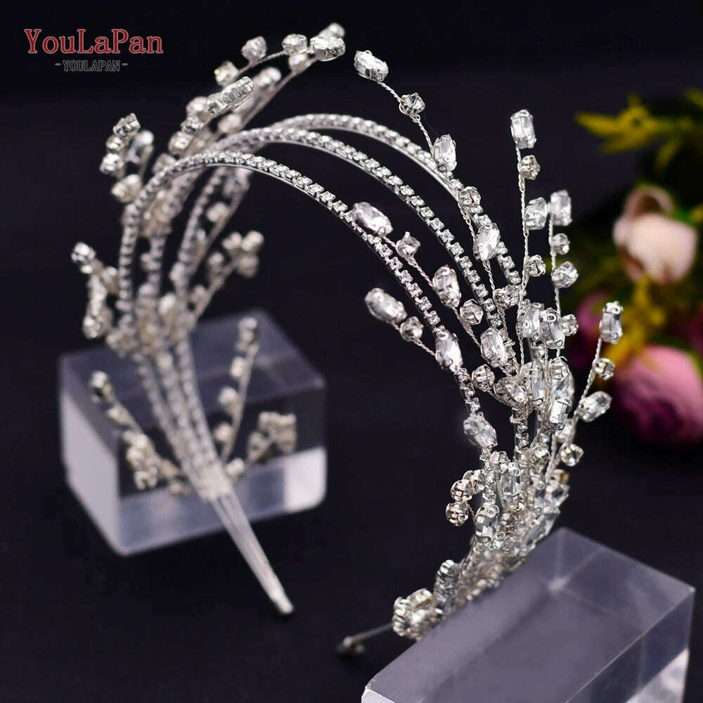 YouLaPan Luxury Rhinestone Bride Headband Woman Headpiece Wedding Hair Accessories Pageant Headdresse Wedding Tiara HP425