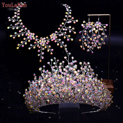 YouLaPan Trendy Bridal Hair Hoop Colorful Rhinestone Wedding Crown Handmade Bride Tiara Hair Accessories Woman Headband HP193P-C