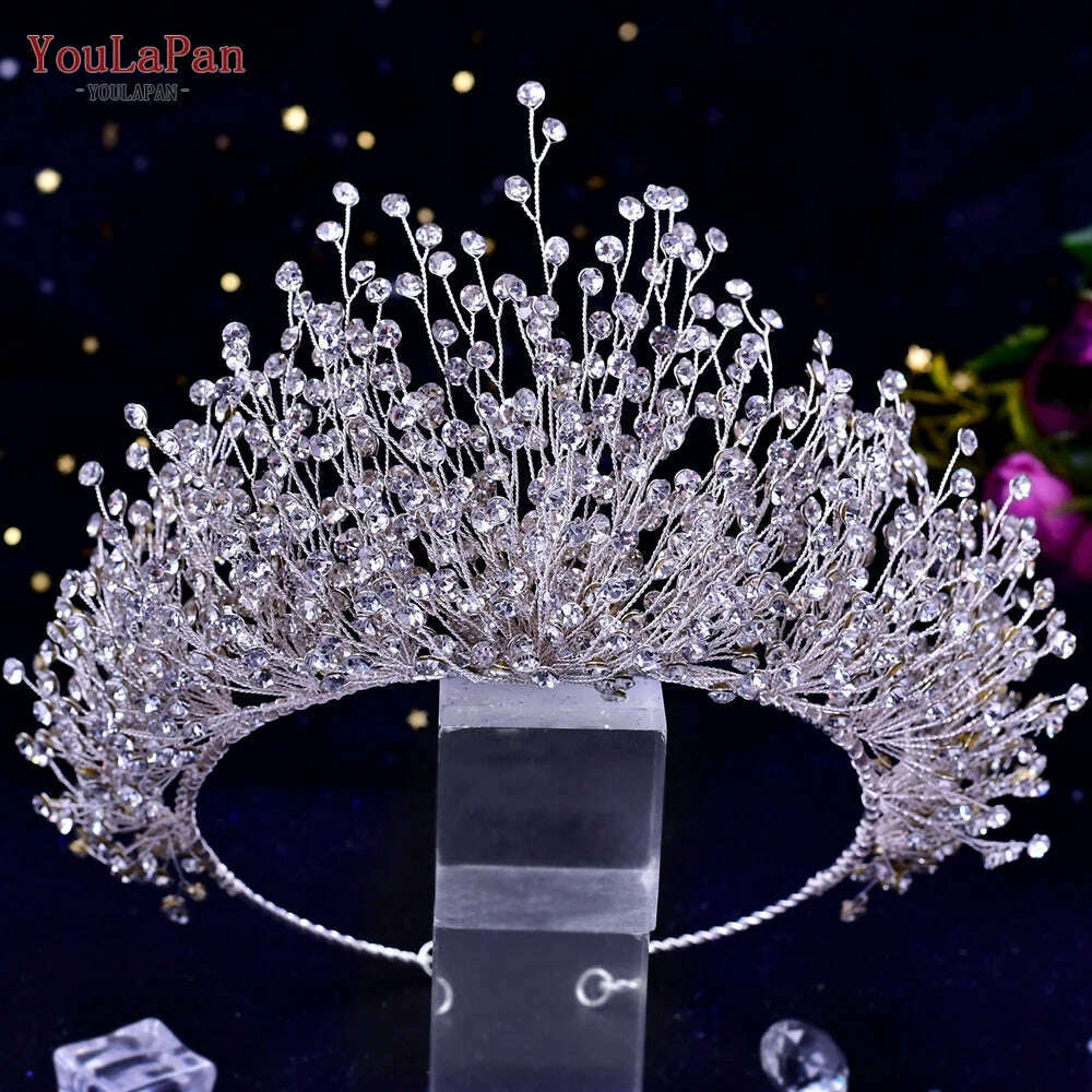 YouLaPan Trendy Bridal Hair Hoop Colorful Rhinestone Wedding Crown Handmade Bride Tiara Hair Accessories Woman Headband HP193P-C