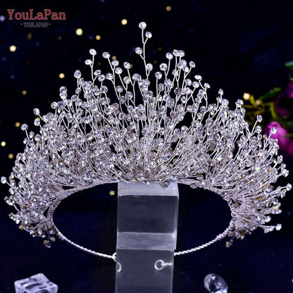 YouLaPan Trendy Bridal Hair Hoop Colorful Rhinestone Wedding Crown Handmade Bride Tiara Hair Accessories Woman Headband HP193P-C