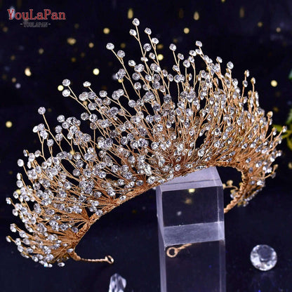 YouLaPan Trendy Bridal Hair Hoop Colorful Rhinestone Wedding Crown Handmade Bride Tiara Hair Accessories Woman Headband HP193P-C
