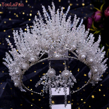 YouLaPan Trendy Bridal Hair Hoop Colorful Rhinestone Wedding Crown Handmade Bride Tiara Hair Accessories Woman Headband HP193P-C