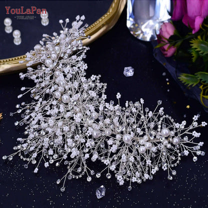 YouLaPan Trendy Bridal Hair Hoop Colorful Rhinestone Wedding Crown Handmade Bride Tiara Hair Accessories Woman Headband HP193P-C