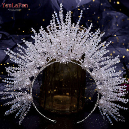 YouLaPan Trendy Bridal Hair Hoop Colorful Rhinestone Wedding Crown Handmade Bride Tiara Hair Accessories Woman Headband HP193P-C