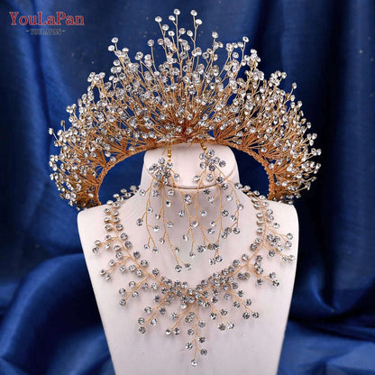 YouLaPan Trendy Bridal Hair Hoop Colorful Rhinestone Wedding Crown Handmade Bride Tiara Hair Accessories Woman Headband HP193P-C