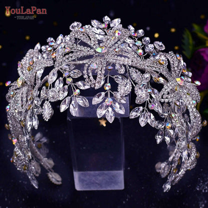 YouLaPan Trendy Bridal Hair Hoop Colorful Rhinestone Wedding Crown Handmade Bride Tiara Hair Accessories Woman Headband HP193P-C