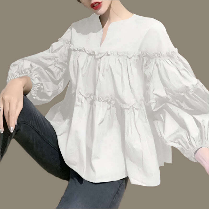 ZANZEA Fashion Women Long Puff Sleeve Blouse Autumn Spring Eelgant Shirt Ruffles Blusas Femininas Mujer Party Work Tops Tunic