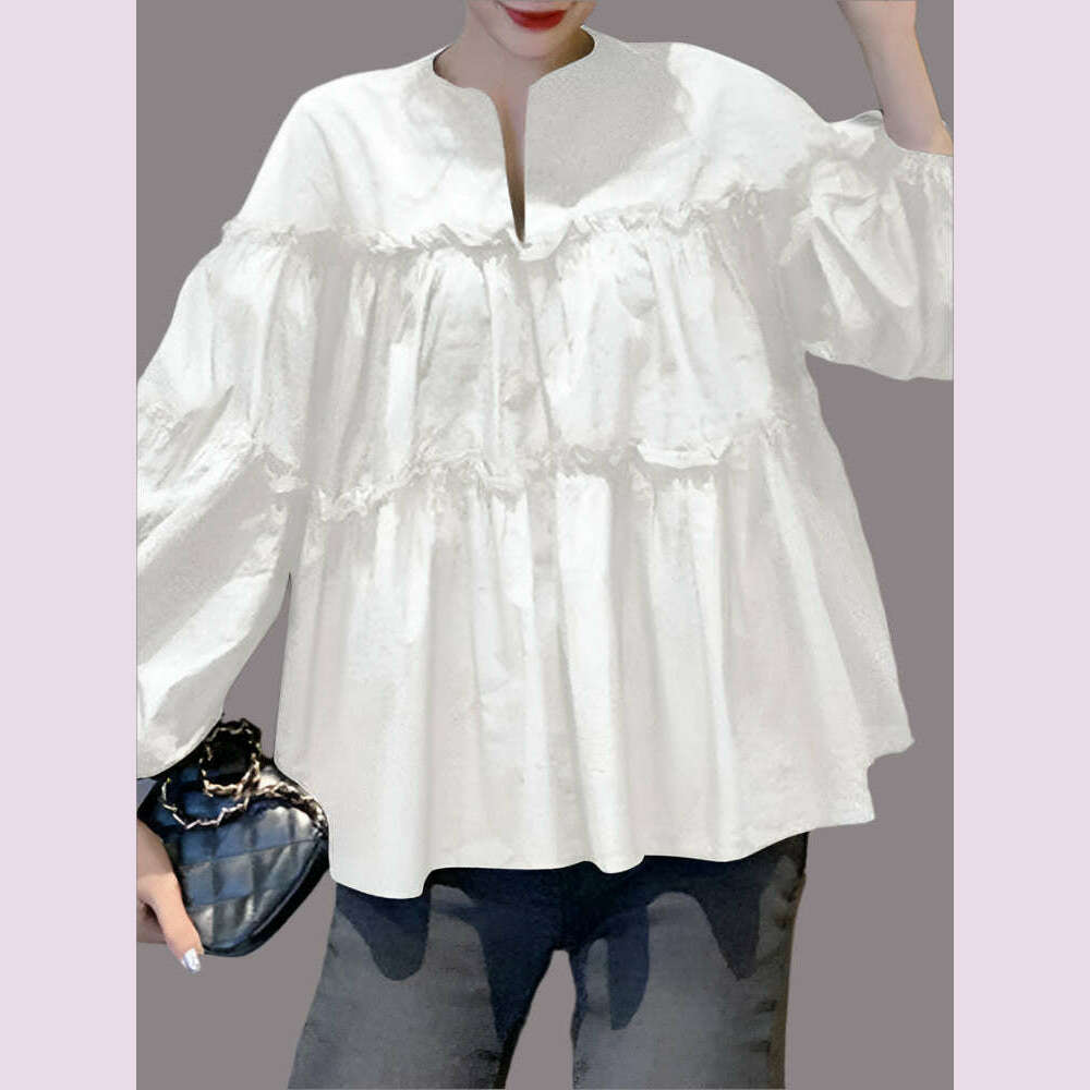 ZANZEA Fashion Women Long Puff Sleeve Blouse Autumn Spring Eelgant Shirt Ruffles Blusas Femininas Mujer Party Work Tops Tunic