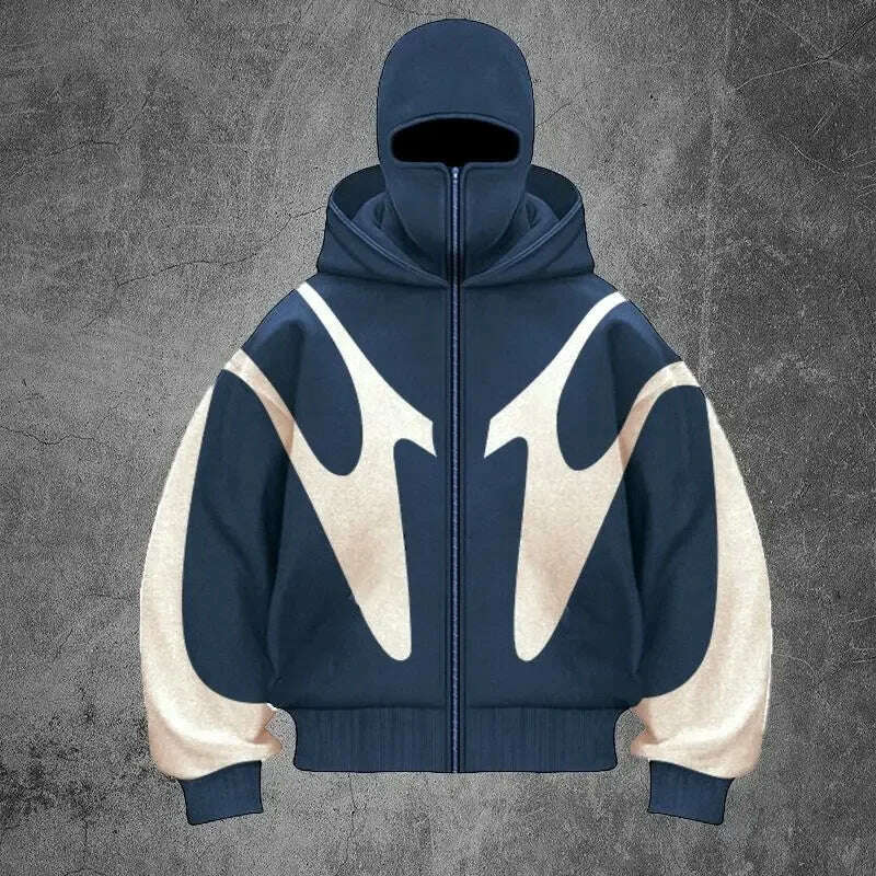 Zipper Hoodie Men Women Fall Winter New High Street Loose Y2K Couple Tops Ins Tide Double Hat Unique Design Hooded Sweatshirt