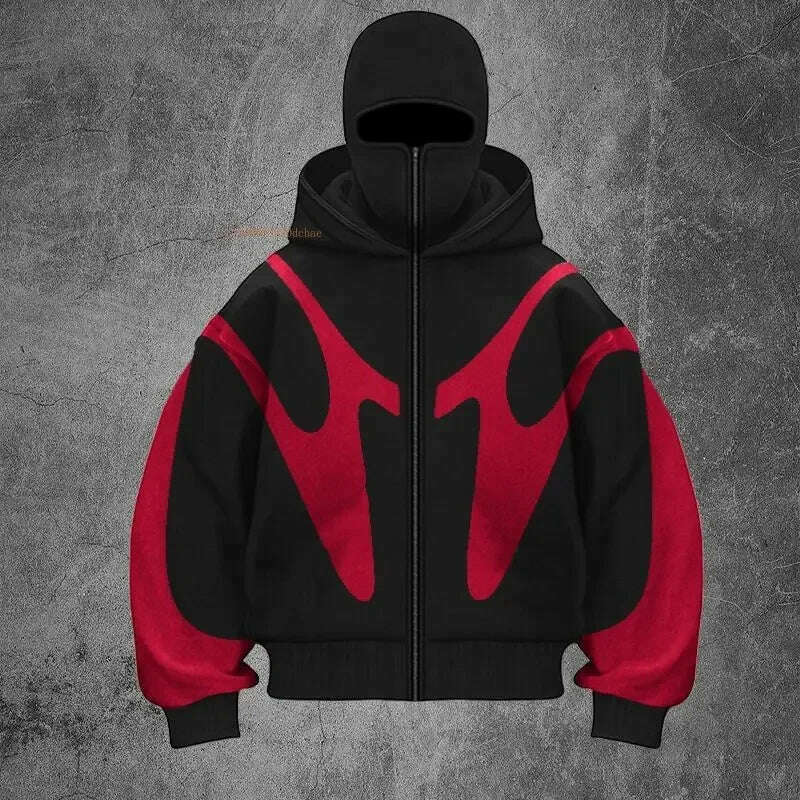 Zipper Hoodie Men Women Fall Winter New High Street Loose Y2K Couple Tops Ins Tide Double Hat Unique Design Hooded Sweatshirt
